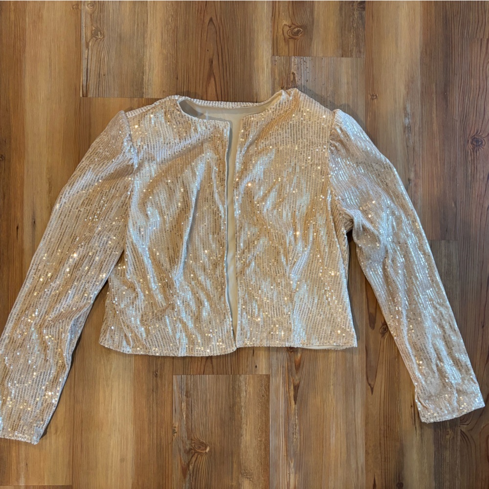 Sequin Embellished Cream Top